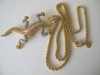 CHRISTIAN DIOR long vintage snake chain necklace lizzard brooch pendant