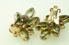 Juliana D&E incredible green art glass rhinestone vintage clip earrings