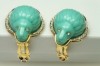 Vintage Hattie Carnegie RARE faux turquoise lion head earrings