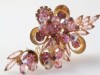Vintage D&E Juliana book piece pink cupped rhinestone crystal dangle set