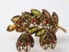 1960s olive orange heart brooch earring set - Juliana