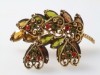 1960s olive orange heart brooch earring set - Juliana