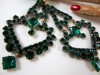 Extra long emerald czech rhinestone 5 inch earrings