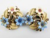 1950s plastic enamel sweet vintage flower clip on earrings