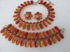LISNER parure orange gold bronze thermoset necklace bracelet earring set