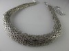 1970s textured silver tone vintage choker necklace 20 inches long- retro