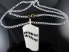 Vintage long pendant necklace modernist 1960s white enamel