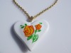 Vintage necklace pendant retro heart flower 1970s