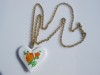Vintage necklace pendant retro heart flower 1970s