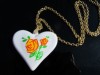 Vintage necklace pendant retro heart flower 1970s