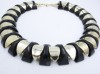 1980s statement plastic necklace black gold geometric
