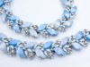 Lisner 1960s blue thermoset rhinestone necklace bracelet set