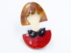 LEA STEIN vintage Leontine brooch layered french resin brooch