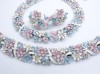 1950s blue white pink enamel LISNER parure necklace bracelet earrings