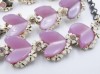 1950s RARE vintage lilac rhinestone thermoset heart necklace - BSK