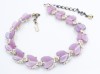 1950s RARE vintage lilac rhinestone thermoset heart necklace - BSK