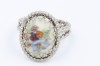 Vintage 1960s handpainted adjustable floral ring