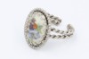 Vintage 1960s handpainted adjustable floral ring