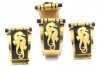 Art Deco 1920s Jean Painleve seahorse bakelite gilt bangle clip set