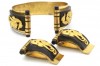 Art Deco 1920s Jean Painleve seahorse bakelite gilt bangle clip set