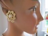 1980s huge DALLAS style gold faux pearl clip on earrings
