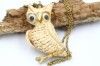 1970s large lucite wobbly eyes owl necklace signed Luke Razza