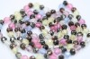 Vintage opera length 1940s glass bead necklace pastel colours