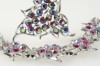 1970s Sarah Coventry red aurora borealis grape bracelet and brooch/pendant