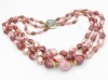 1960s triple strand antique pink plastic vintage necklace