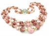1960s triple strand antique pink plastic vintage necklace