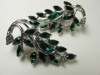 BOGOFF signed pretty vintage green rhinestone clip earrings