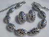 Signed Judy Lee vintage rhinestone necklace and earring set