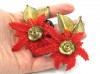 Vintage 1980s statement Poinsietta red flower clip on earrings