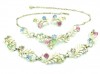 Vintage 1950s cream enamel pastel rhinestone jewelry set by Jewelcraft