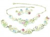 Vintage 1950s cream enamel pastel rhinestone jewelry set by Jewelcraft