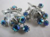 1960s aurora borealis silver sparkly vintage clips - Coro