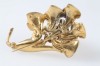 1940s pot metal shabby gilt enamel rhinestone calla lily brooch