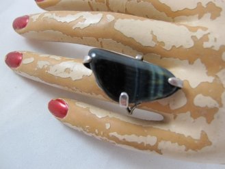 1970s silver agate chunky vintage ring