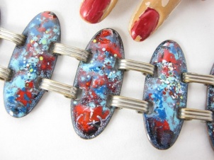 1960s fabulous wide vintage enamel bracelet