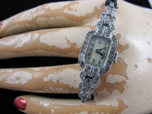 1937 sterling silver paste deco cocktail watch