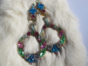 Antique czech glass statement rhinestone antique clip back earrings