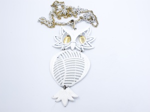 ALAN signed 1970s original vintage large owl necklace pendant