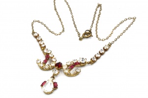 Edwardian faux ruby paste vintage necklace