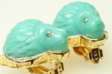 Vintage Hattie Carnegie RARE faux turquoise lion head earrings
