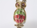 Original vintage enamel rhinestone owl brooch by FLORENZA