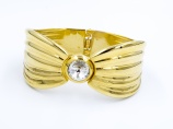 1980s vintage statement big gold rhinestone clamper bracelet cuff