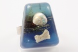 1960s original shell coral blue lucite adjustable ring