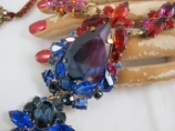 Statement tassle glass necklace red, cerise, pink, purple, blue