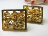 1960s original large golden framed abstract cufflinks