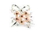 1960s pink enamel flower bow bouquet vintage brooch